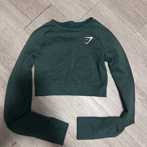 Gymshark Dark Green Seamless Long-Sleeve Crop Top